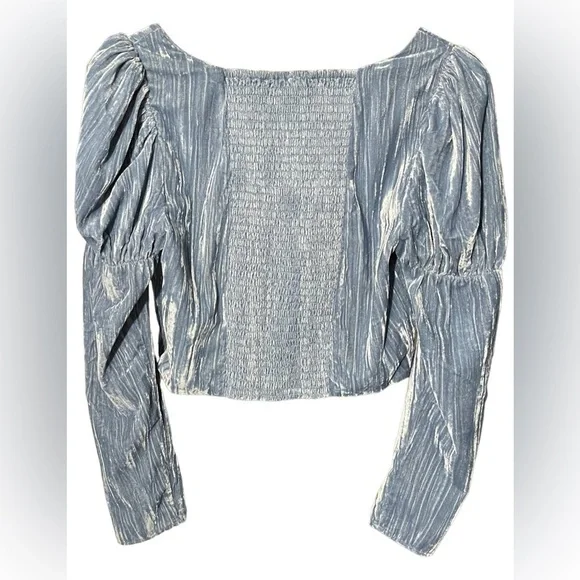 Wayf Velvet Bustier Corset Top Juliet Sleeves in Color Slate Womens Size Medium - Picture 6 of 16